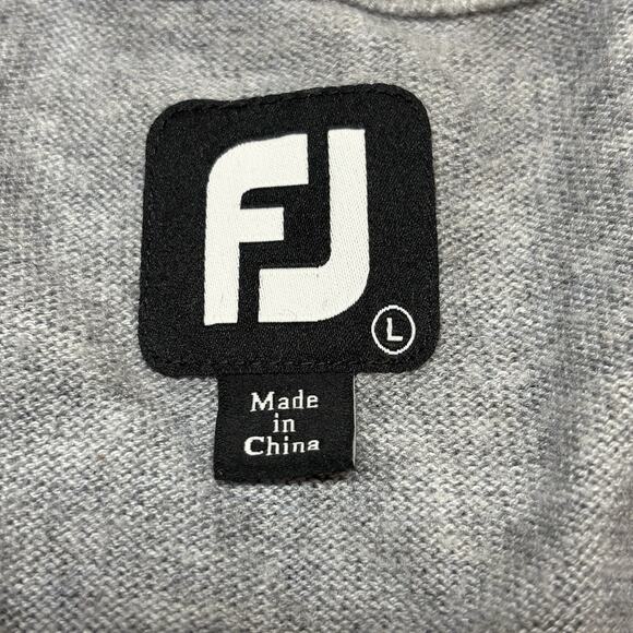 Footjoy FJ Tech Sweater Merino Wool Stretch Windproof Nylon Size L Gray/Navy - Picture 4 of 13